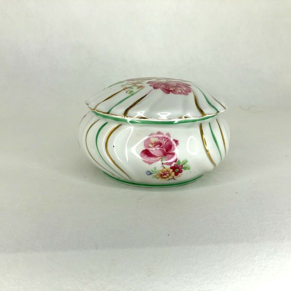 Vintage Bareuther Bavaria Porcelain Trinket Vanity Bowl w Lid  Hand Painting - Picture 7 of 8